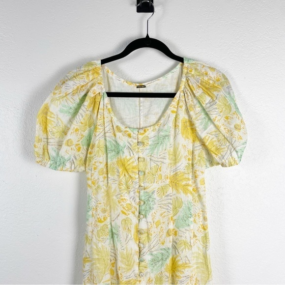 Cult Gaia Charlotte Cotton Linen Blend Dress in Lemonade Multi Large - Picture 4 of 9